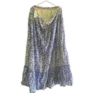 The Nines by Hatch Women's White & Blue Floral Tiered Maxi Skirt Size XXL